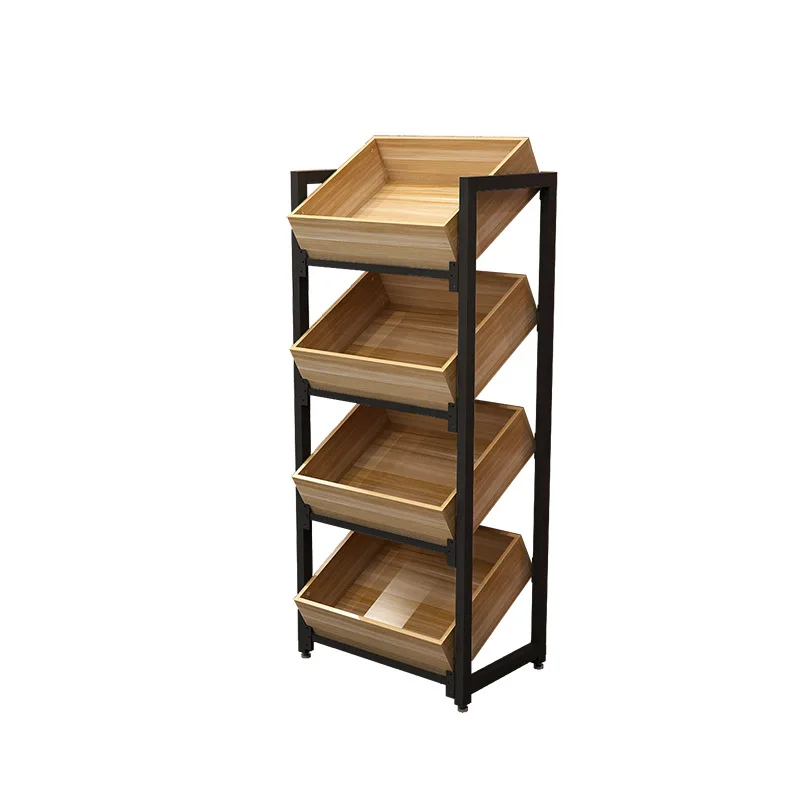 2023 new Single Sided Wooden Supermarket Shelves Metal Display Racks For Customized Gondola Shop Shelves