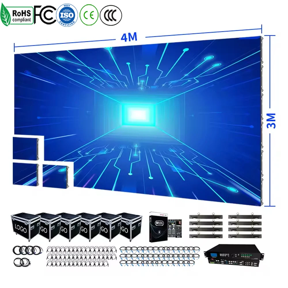 Hd Indoor P2.6 P3.9 Cabinets Led Display Virtual Waterfall Studio Trade Show Front Access Full Color Video Wall