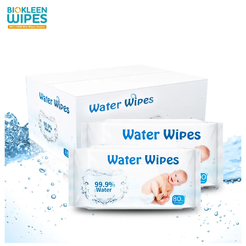 Одноразовые натуральные органические чувствительные влажные салфетки Biokleen для малышей с индивидуальной фирменной торговой маркой, биоразлагаемые влажные салфетки с 99.9% чистой водой для малышей