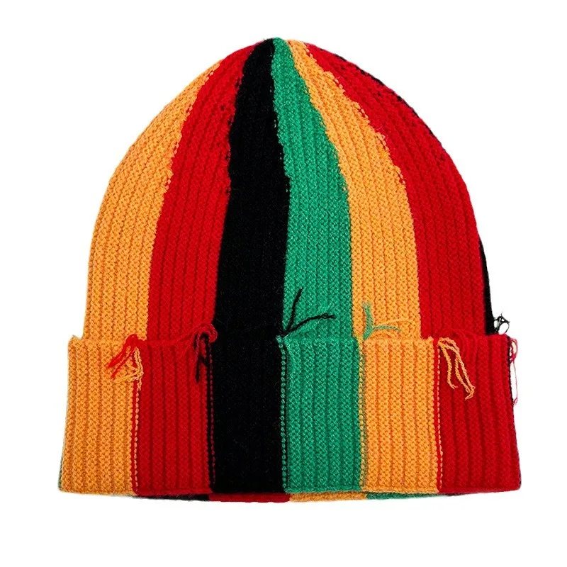 Европейские и американские вязаные шерстяные шапки, ямайские регги, мужские и женские пуловеры, вязаные радужные забавные шапки-бини