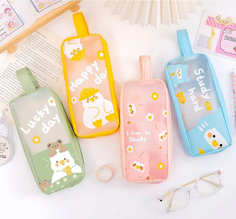 Fashion Durable Pencil Case Pink Plastic Transparent Pvc Clear Zipper Bag