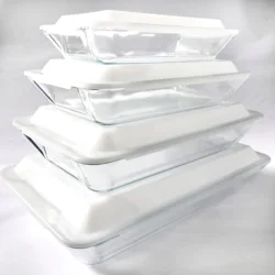 Clear Rectangular Heat Resistant Borosilicate Tempered Glass Bakeware Set with Lid Baking Pans Set