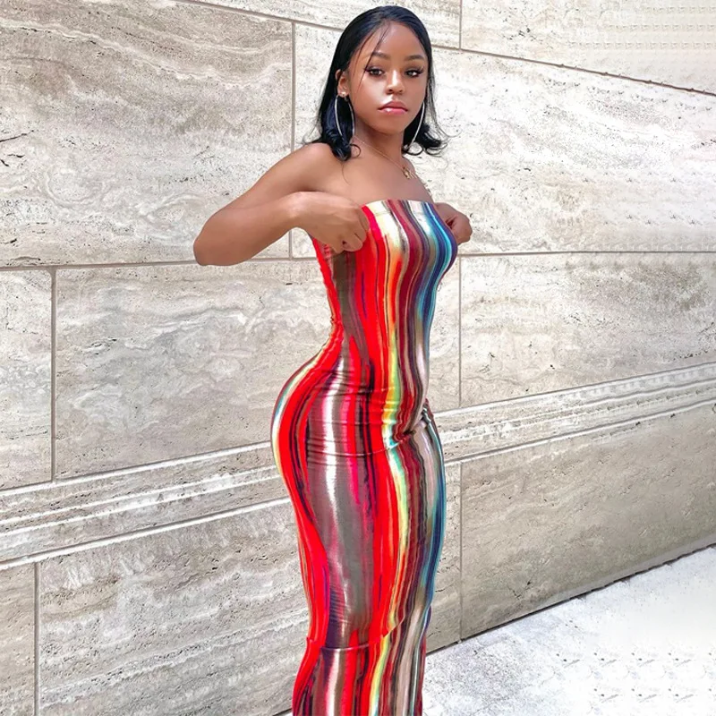
New Arrival Women Summer Dresses Bodycon Ladies Dress Tie Dye Women Lady Elegant Girls Maxi Dresses Sundresses 