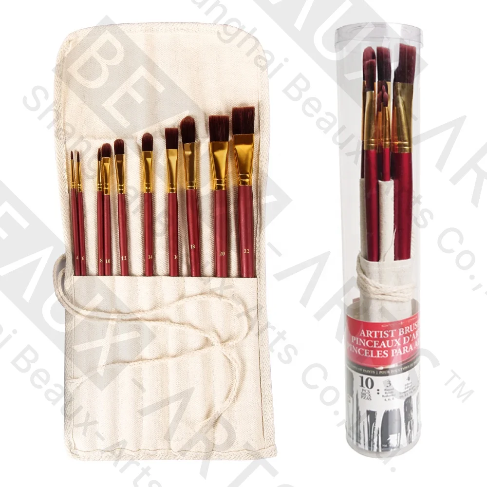 Synthetic Hair Artist Paint Brush Tube Set Roll-Up Cotton Canvas Case Acrylic Watercolor Oil Gouache Painting Paintbrush
