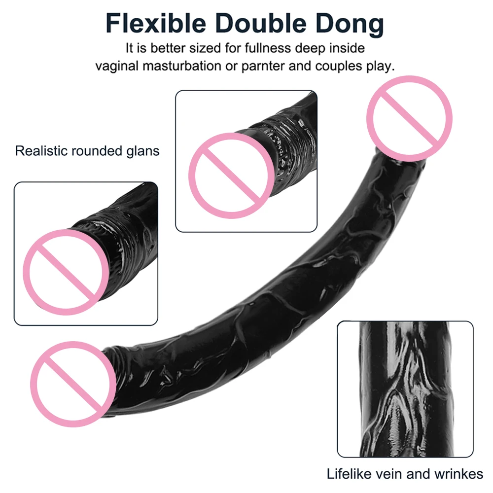 Hot Sale Factory Gays Lesbian Realistic Flexible 15 Inches Huge Double Ended Dildo