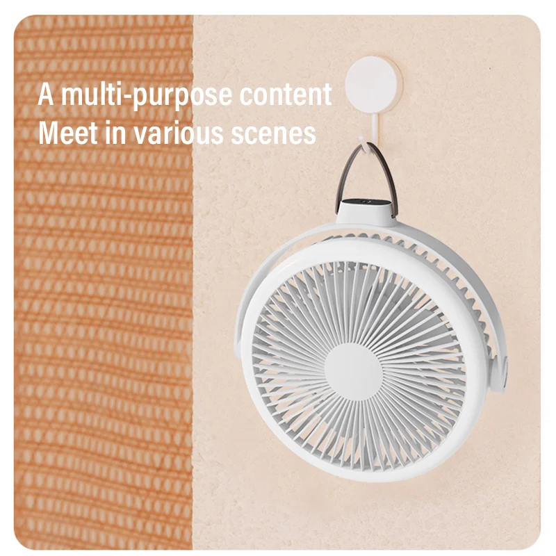 New Arrival Tripod Camping Rechargeable Travel Outdoor Fan Desktop Hanging Ceiling Fan With Light