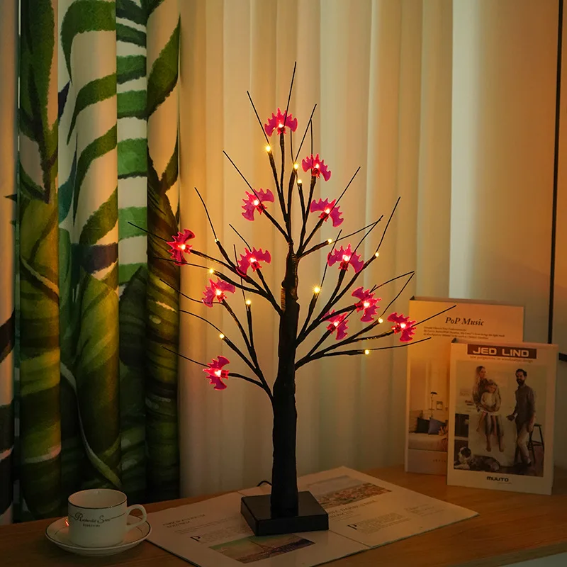 DIY Led Bonsai Tree Light Warm White LED Artificial Birch/maple leaf/Pumpkins Branch Tabletop Light for Party Festival Wedding