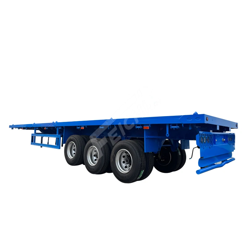 Low Price 3-Axle Transport Container Cargo Equipment 60-Ton Flatbed 40 Feet Container Semi Trailer for Sale
