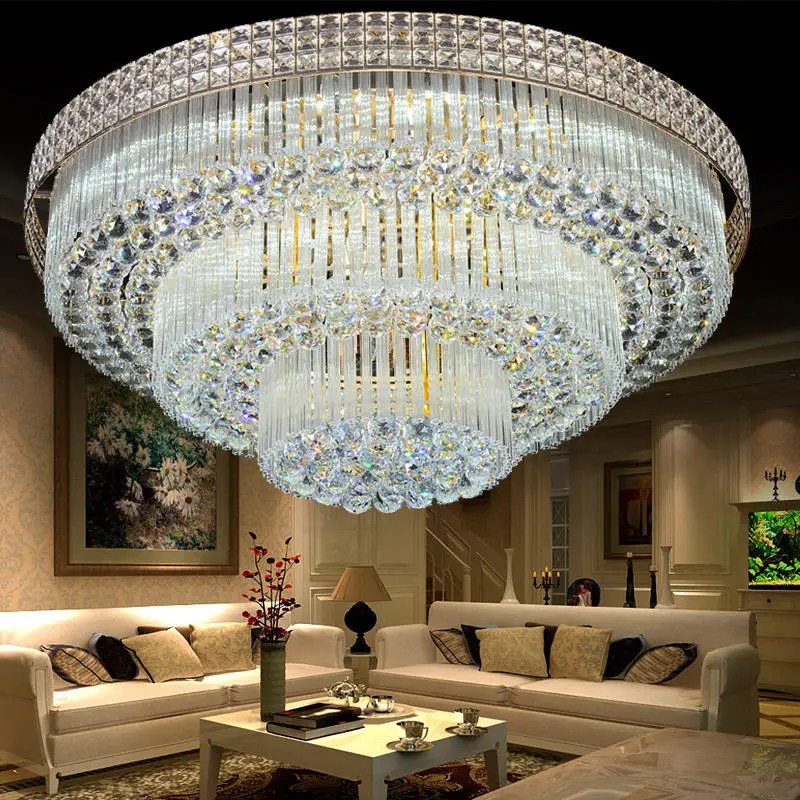 luxury ceiling lighting chandelier lamp living room indoor round large k9 crystal ball ceiling light
