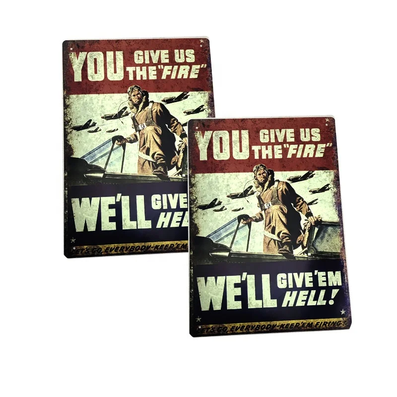 factory price 43.2*30.5 cm flat or embossing logo wholesale decor custom metal signs vintage tin sign