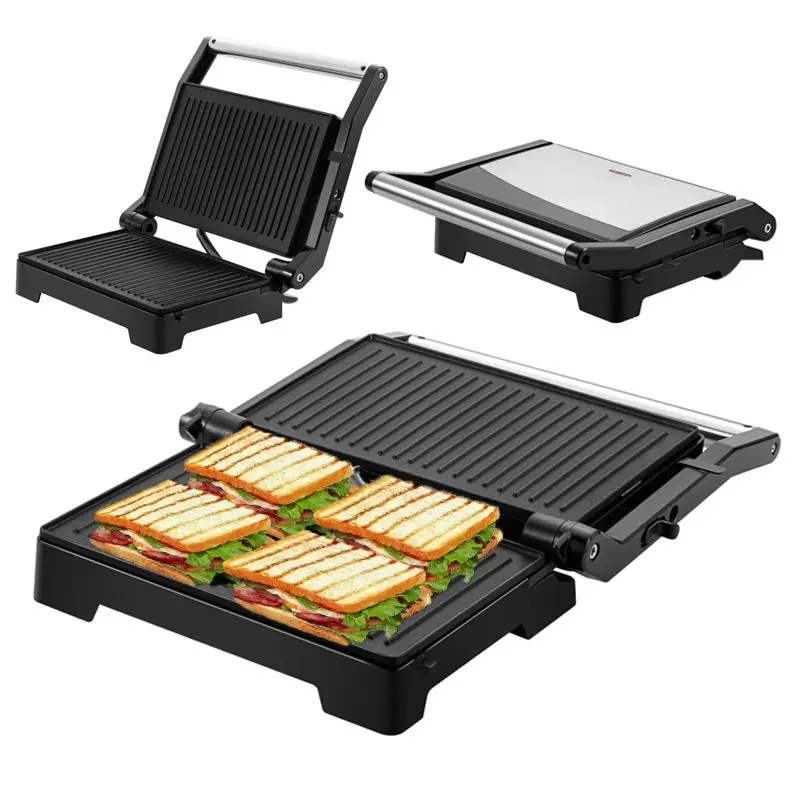 180 degree Full Open Non-stick Plate Removable Oil Tray Electric Sandwich Panini Hot Press panini Grill Machine maker