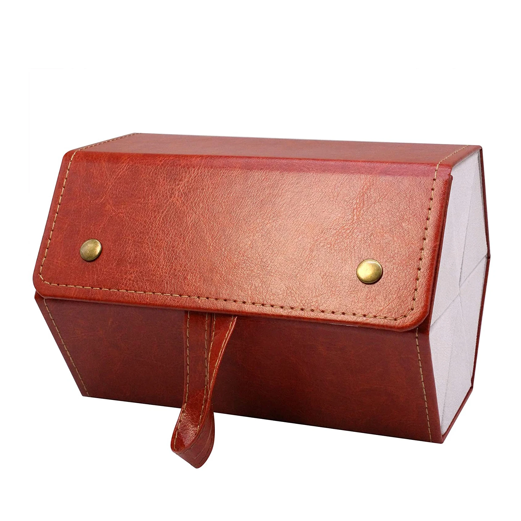 Book Style 2 Slot Eyeglass Sunglass Storage Box, PU Leather Glasses Display Case Storage Organizer Collector