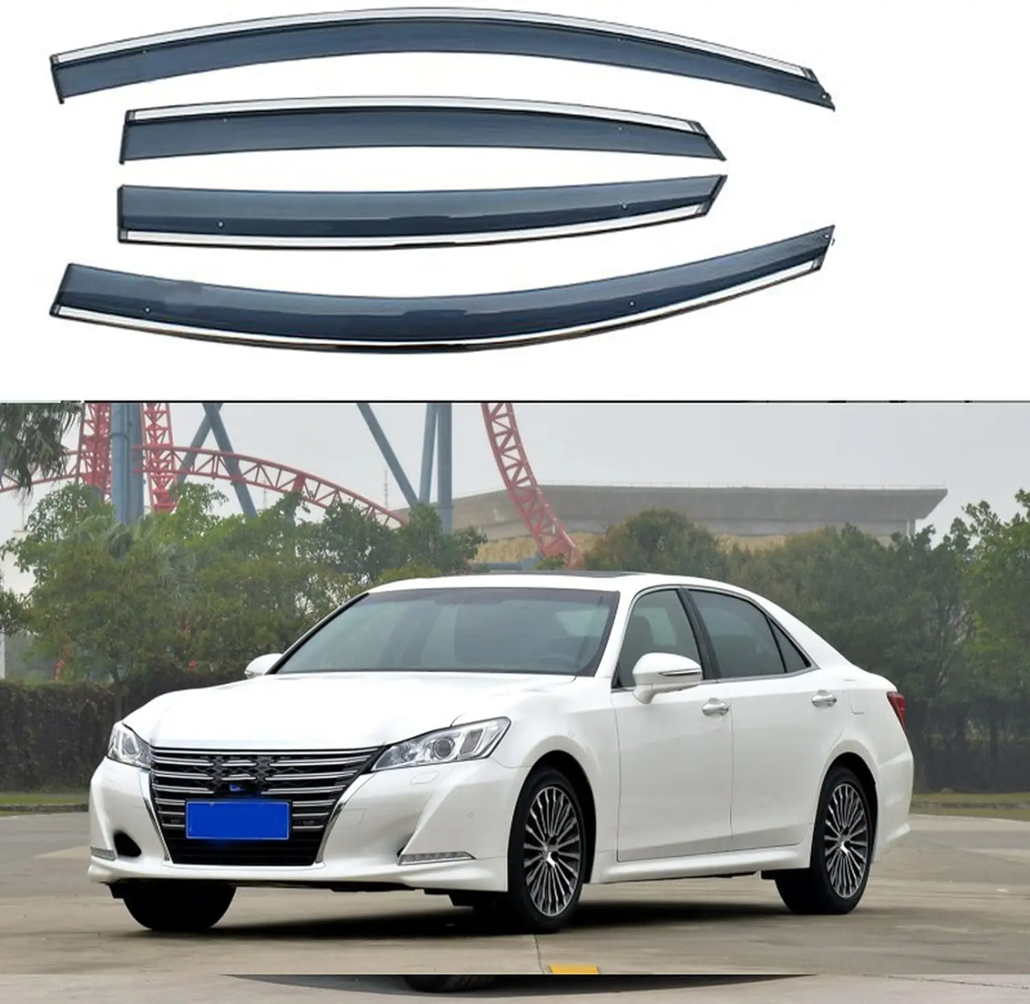 Luoluoya for Toyota Crown 2015- 2018, Car Styling Awnings Shelters Window rain Eyebrow Protector Exterior Decoration 4PCS