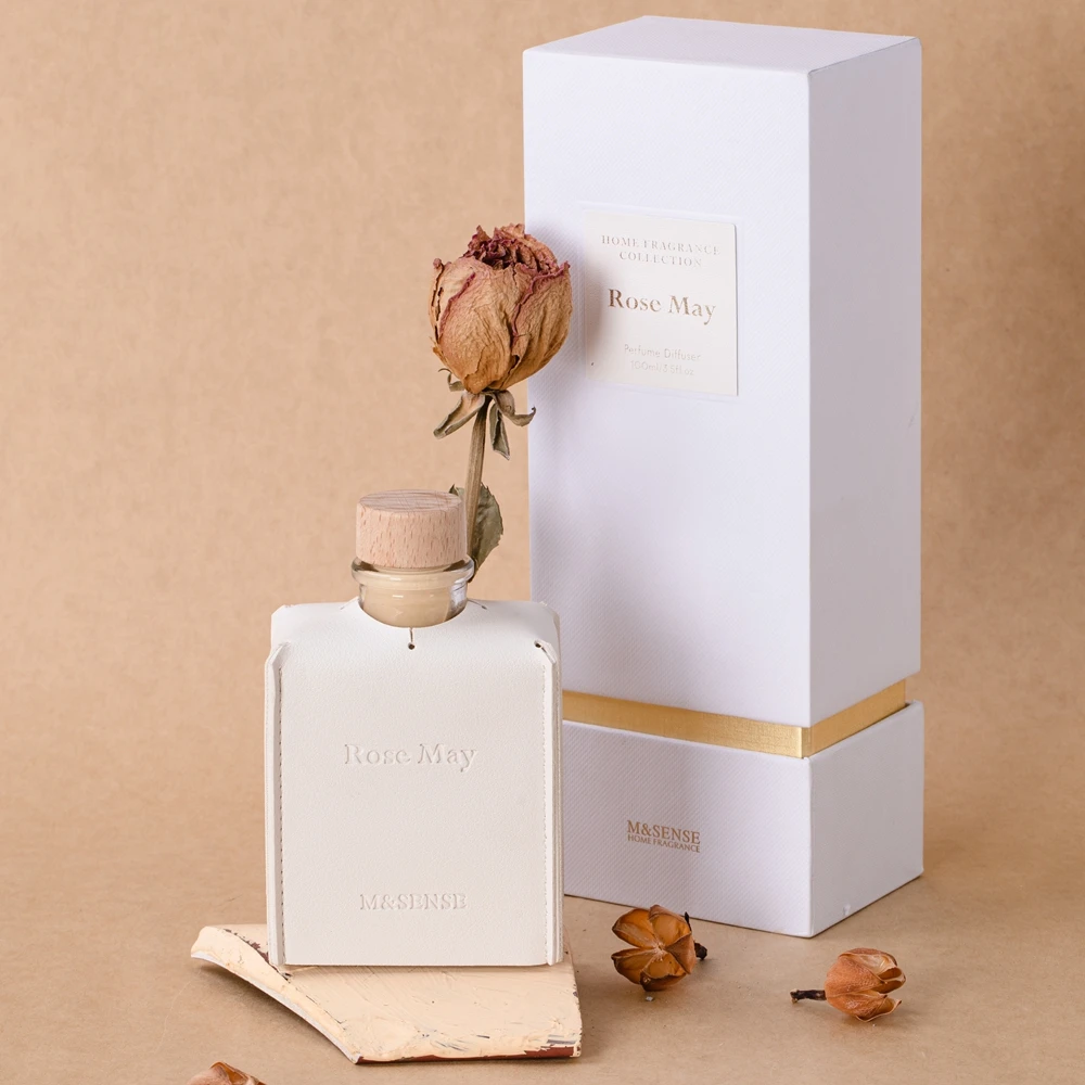 Competitive Price Car Decorative Glass White Leather Jar Aromatherapy Reed Diffuser