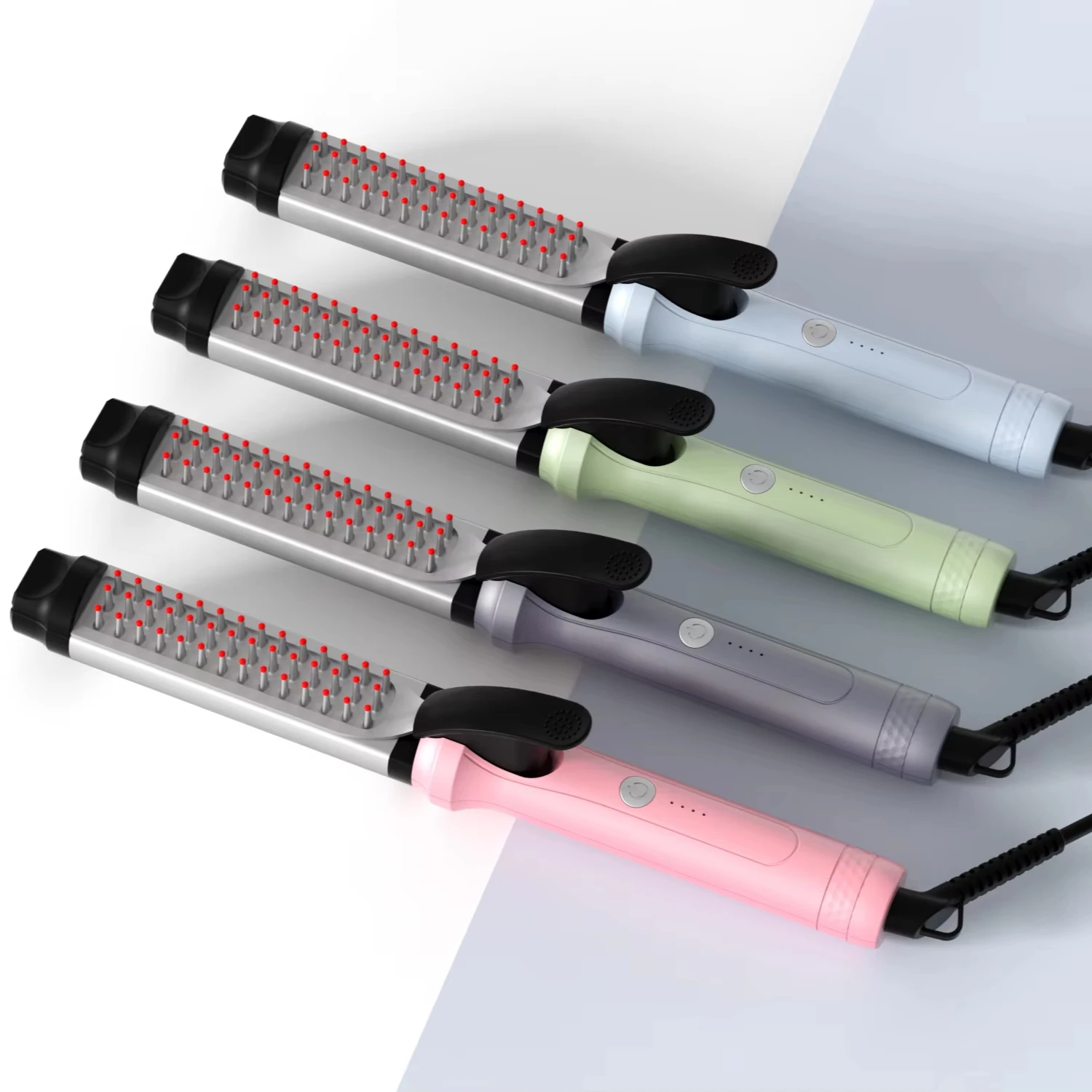 Professional Electric 2 in 1 Hair Styling Hair Curling Iron and straightener Hair Comb Ceramic Coating Plates