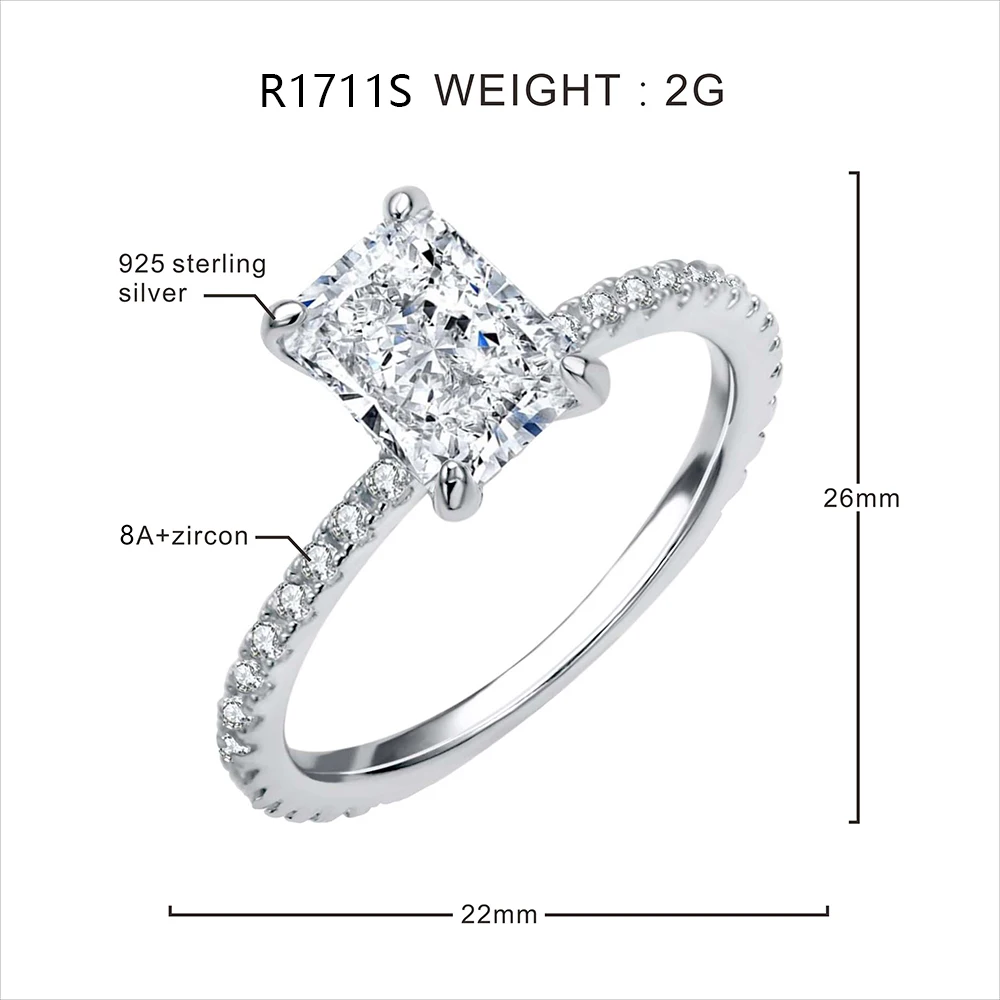 FOXI  Local stock in US 925 silver jewelry fine rings 8A Cubic Zirconia Crushed Ice 925 sterling silver ring for women