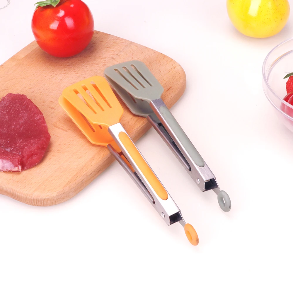 Kitchen Tools Silicone Food BBQ Steak Stainless Steel Spatula Omelette Baking Supplies Clips