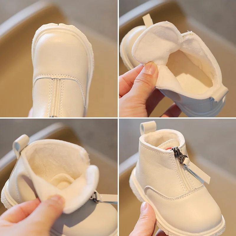 Trending Black Zipper Boys Shoes Toddler Girls Children Winter Boots For Kids