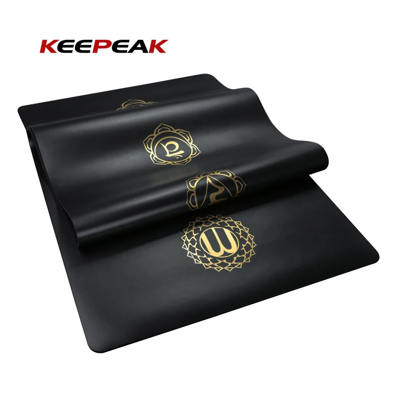 Keepeak gold line custom fitness eco-friendly position line for yoga exercise pu rubber yoga mat