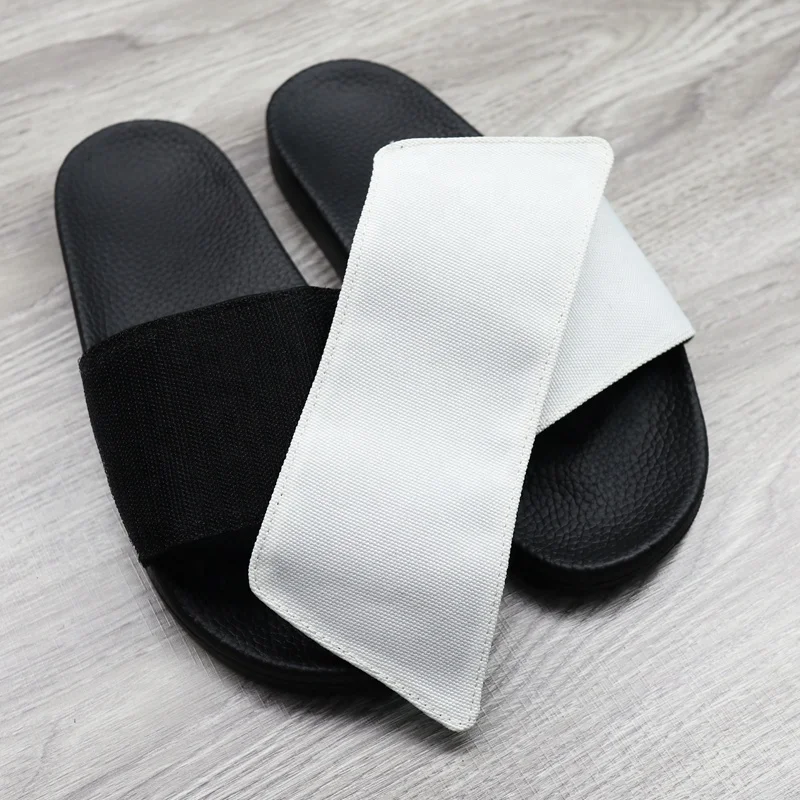 polyester canvas slides blanks for sublimation, unisex white plain sublimation slides slippers kid and adult sizes
