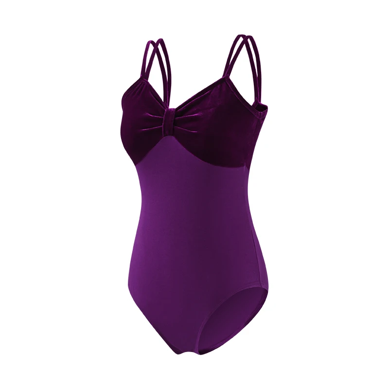 Velvet Camisole Bodysuit Ballet Leotards for Dance Wholesale Double Strap Ladies Cotton Fabric Training for Women Adults 20 Pcs