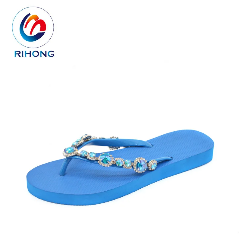 2024 new custom logo diamond thong eva flip flops summer beach slippers for women