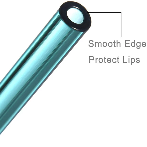 
Reusable Borosilicate Straight And Bent Color Glass Straws With Cleaning Brush 