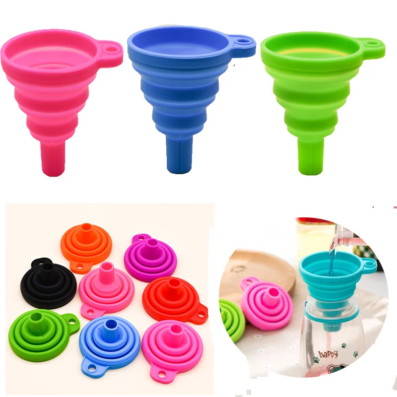 Kitchen Collapsible Mini Silicone Funnel Folding Silicone Rubber Funnel