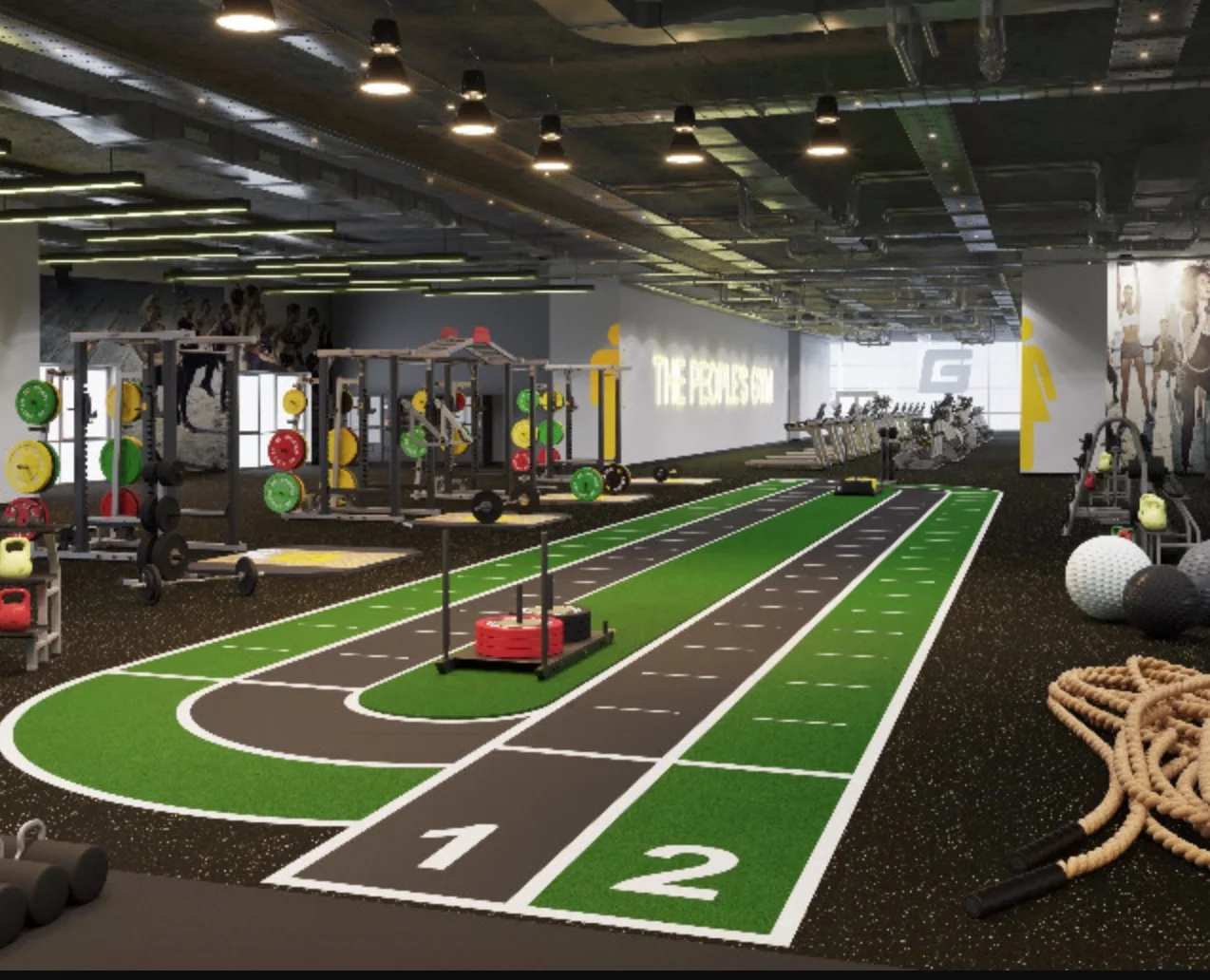 Artificial grass with customized logo for sports gym carpet turf roll