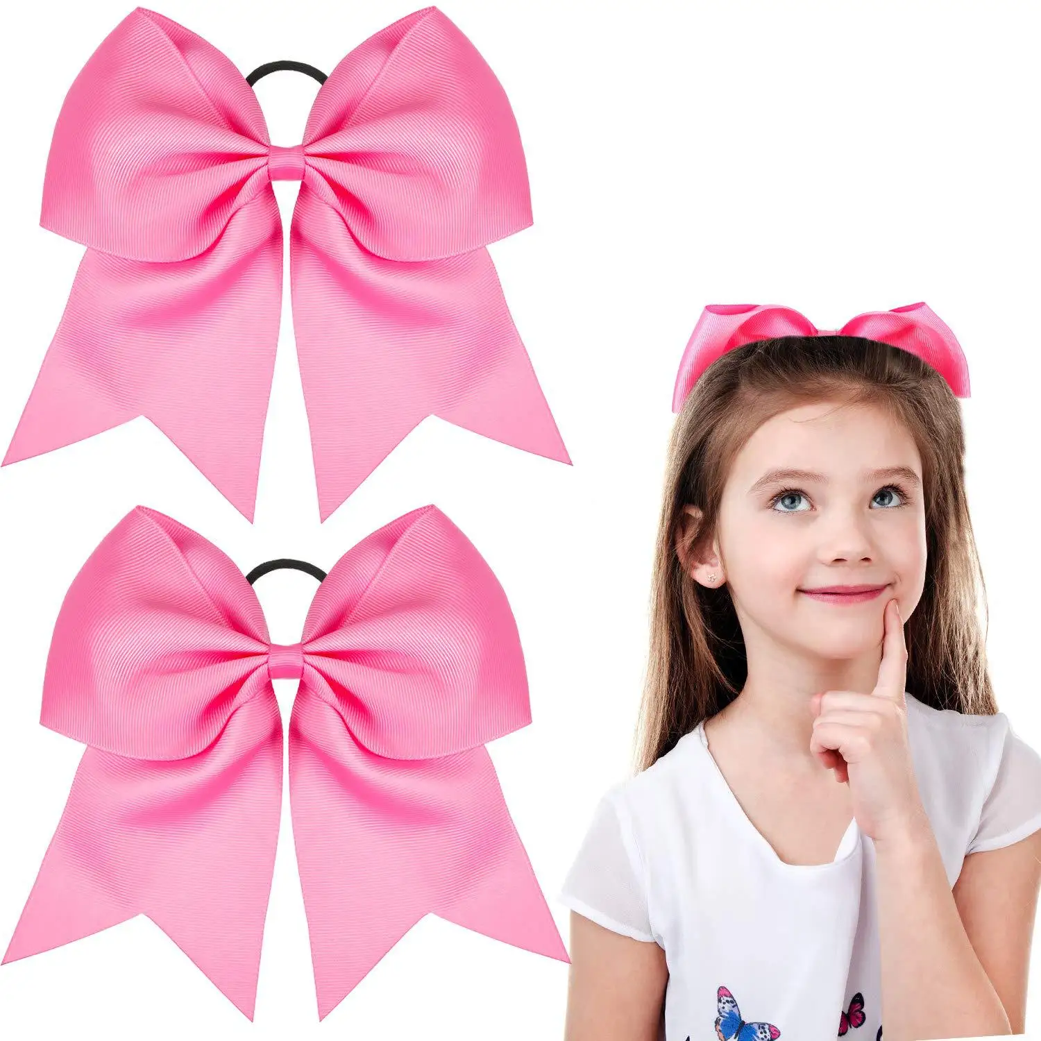 Factory Supplies Pre Made Ribbon Cheer Hair Bow for Girls