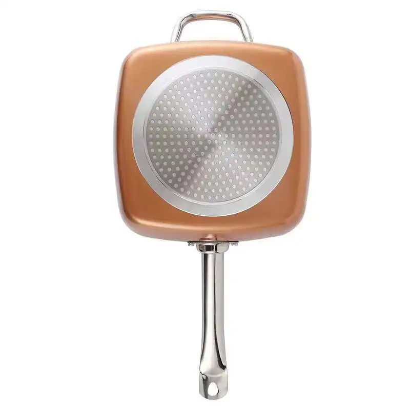 Copper square cast iron skillet set