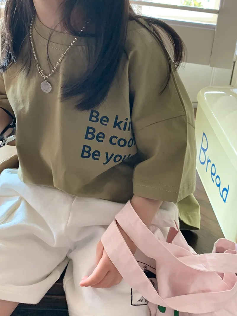 Kids Toddler Tape folder Basic short Sleeve T shirts Boys Girls Plain  summer   For Aged 2-7Y  Oversized toddler boy t shirts