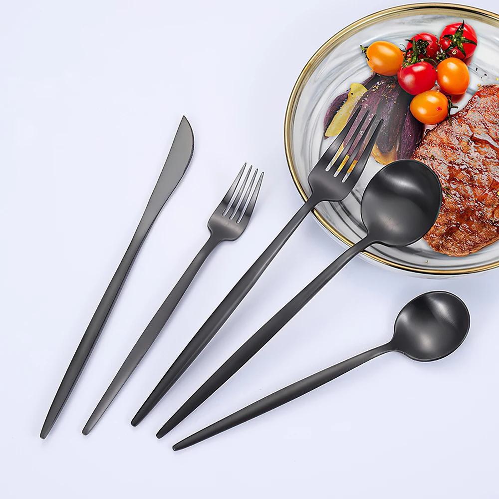 Быстрая доставка рестораны Свадебный 18/10 матовый позолоченный столовые приборы из нержавеющей стали столовые приборы посуда набор