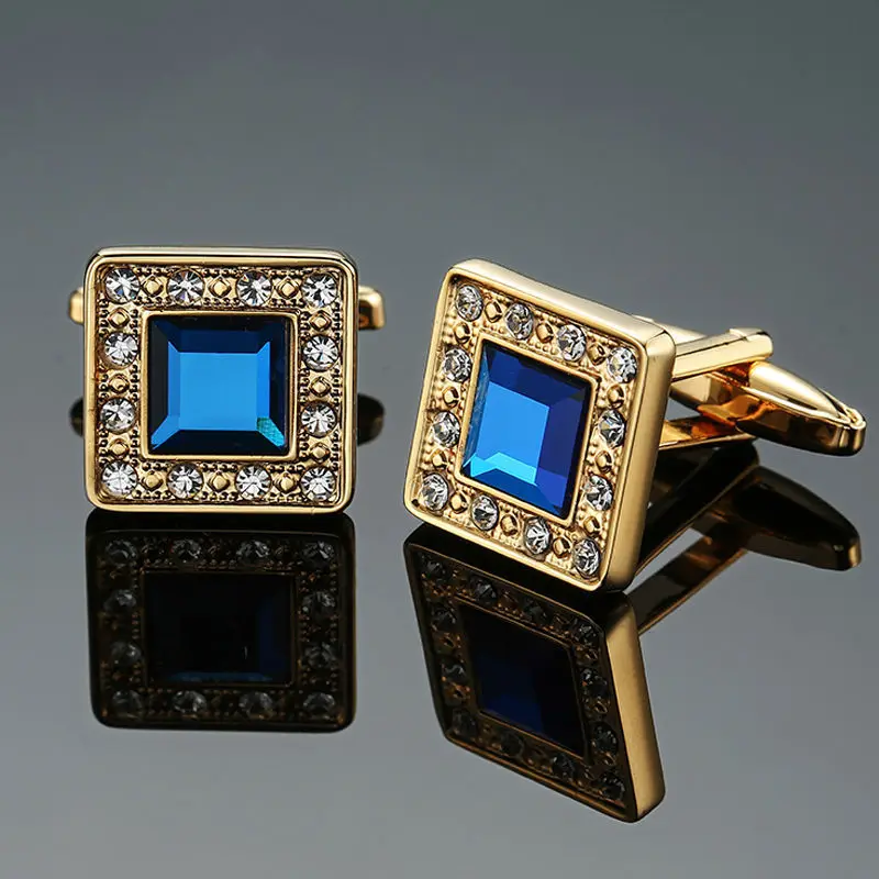 Elegant Shirt American Football Club Brass Base Gemstone Cufflinks