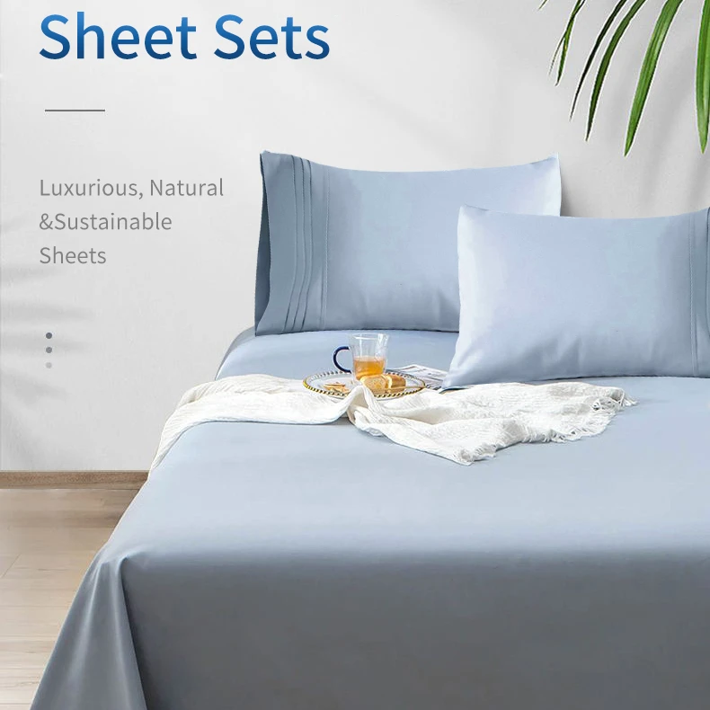 Luxury 100% Cotton Bed Sheet Set 5 Star Bedding Sets Fitted Sheet Flat Sheet