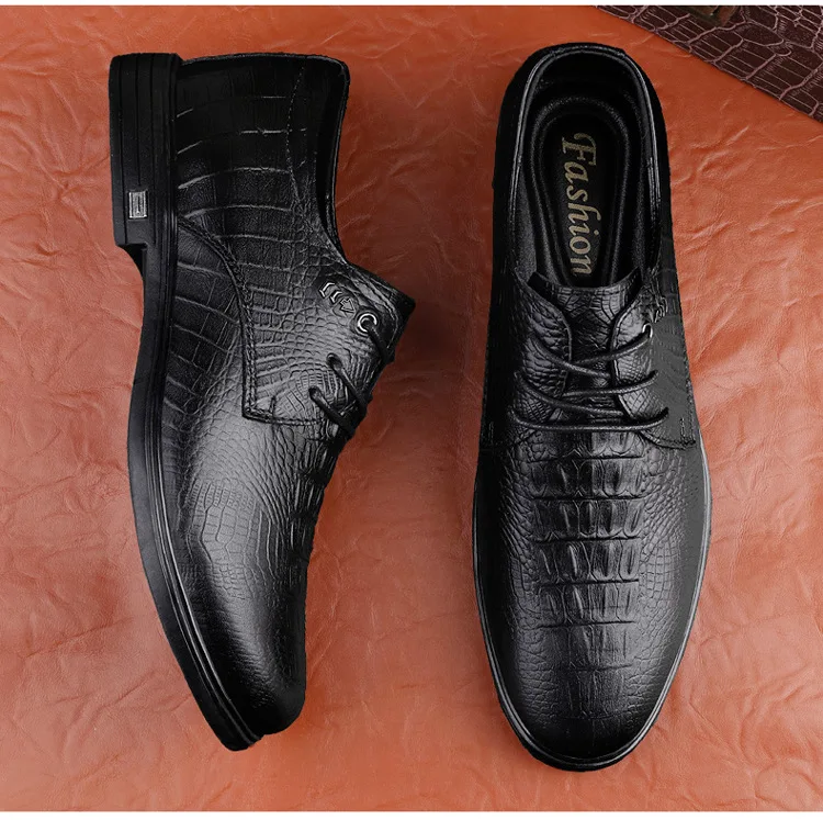 New formal business casual leather shoes cowhide British soft sole trend warm and plush driving shoes