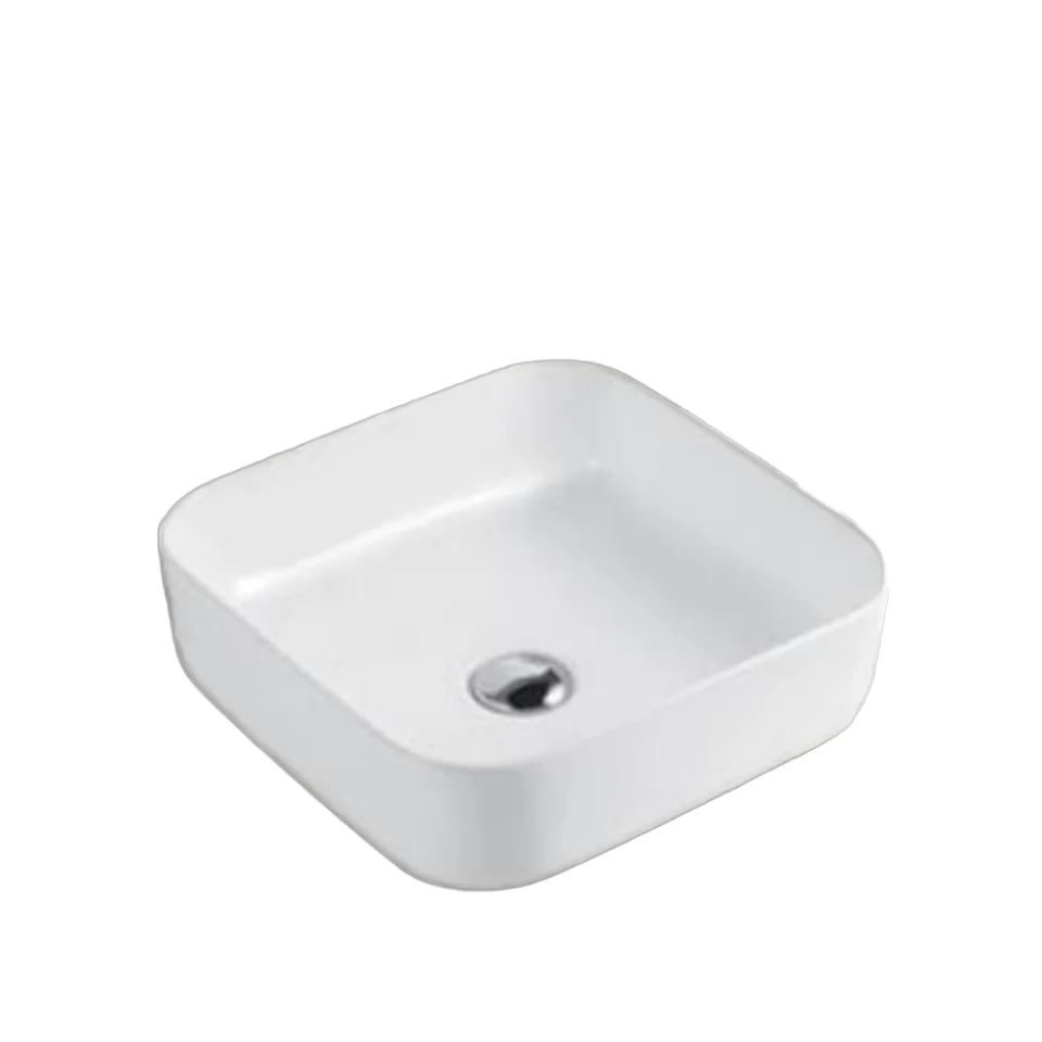 Modern High Quality Ceramic Rectangular Art Basin Washbasin White Counter Bathroom Sink Single-Hole Faucet Mount Drainer