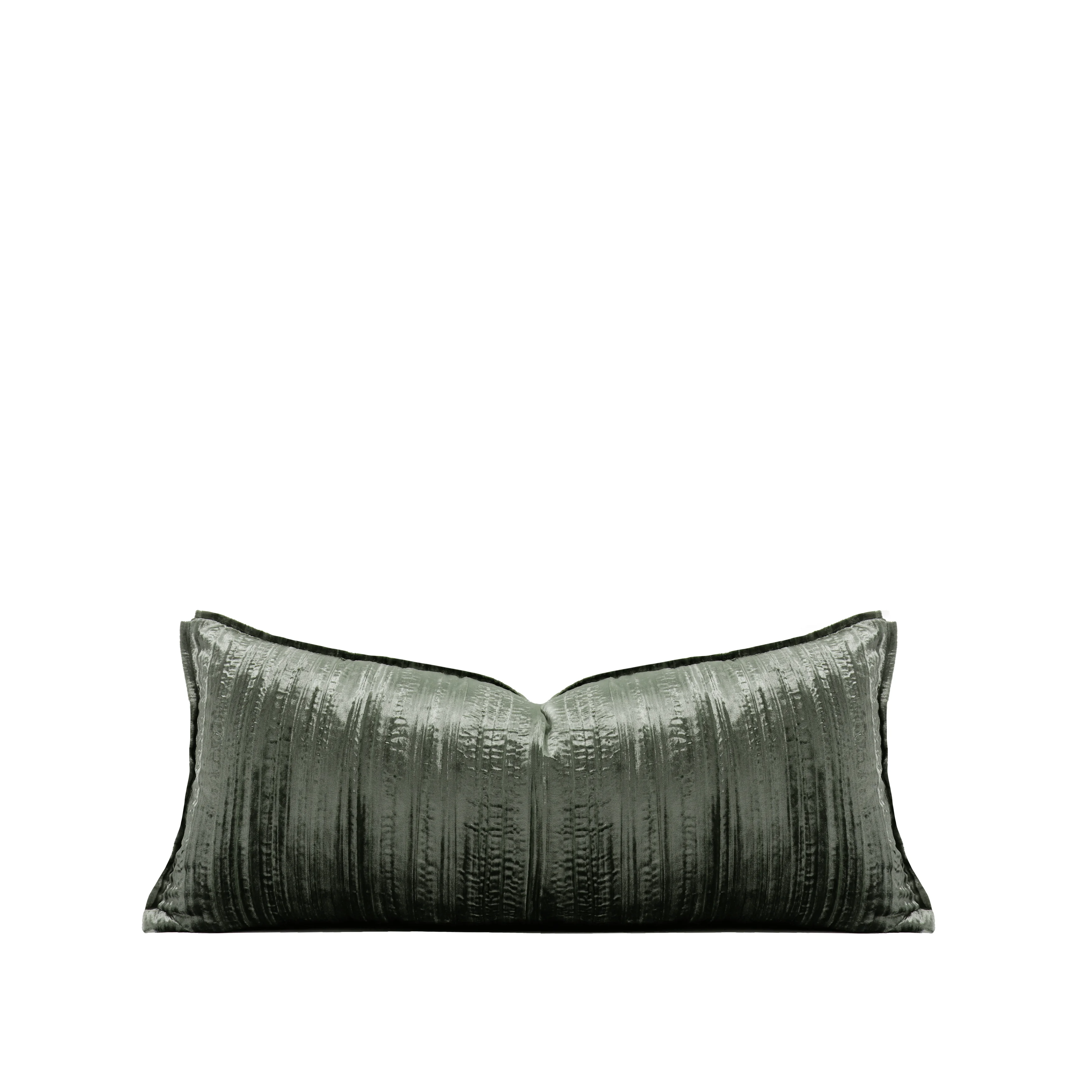 TIFFHOME Green Pleated Lumbar Pillow Velvet Light Luxury Pillows Cushions Decorative Solid Organic Throw Pillow Covers