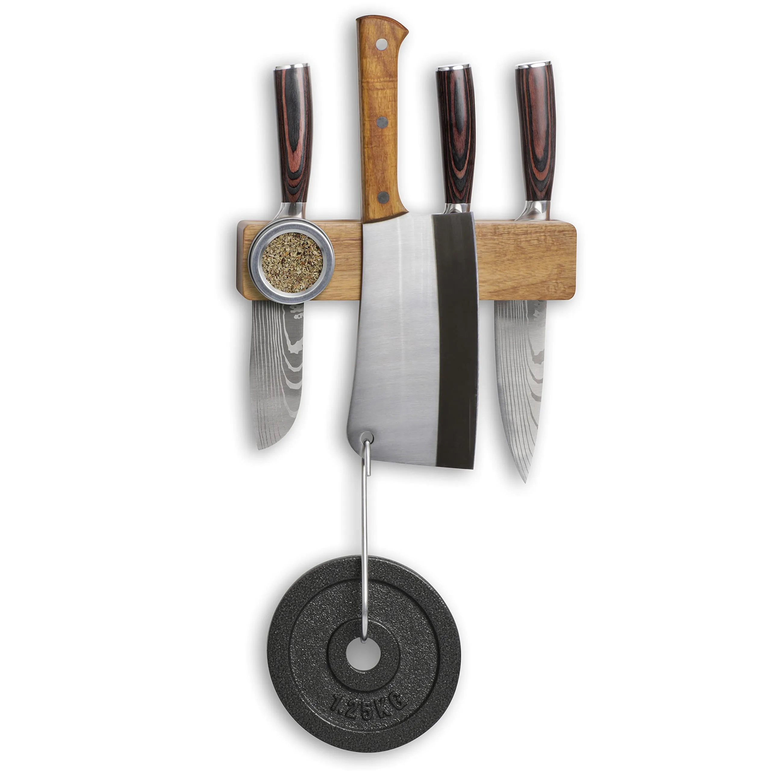 Деревянный магнитный держатель для ножей, 16 дюймов, с двойным хранилищем