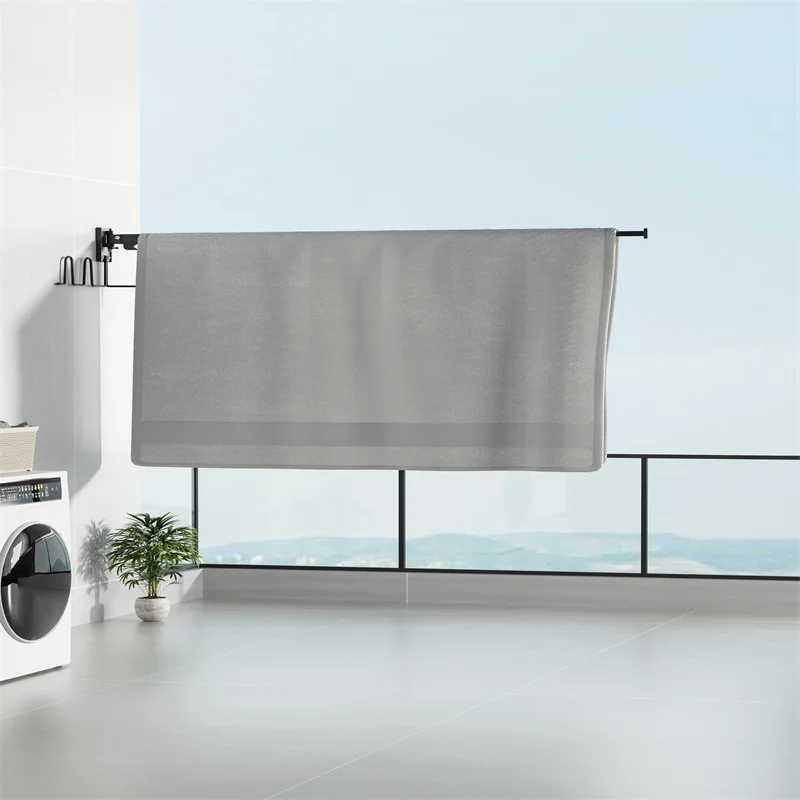 Wall Mounted Clothes Dryer Rack Space Foldable Drying Rack Aluminum Hangers