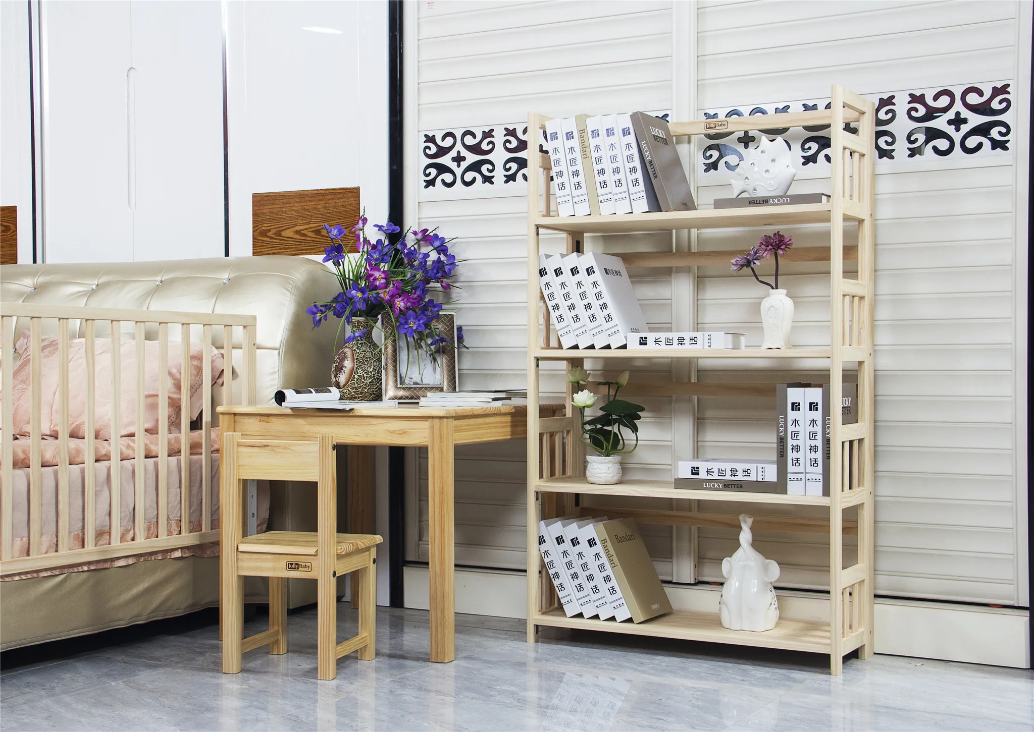 Factory Wood Book Corner Shelf Rack Bookcase Home Living Room Furniture Wooden Bookshelf