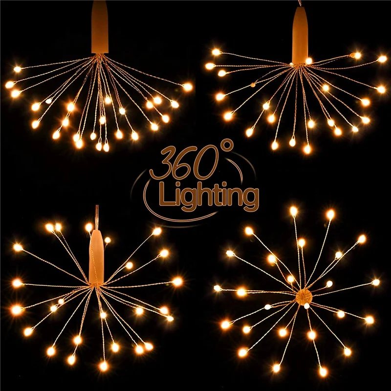 150 Leds usb operated eight functions remote control outdoor led firework fairy multicolor string lights for wedding christmas