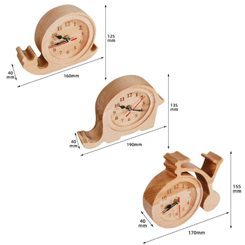 Customized Handmade Wooden Table Alarm Clock For Gift