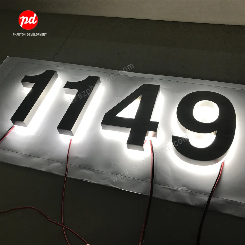 Led 3d Outdoor Signage Metal Backlit Number Sign Logo Backlit Letter Business Sign  Store Brand