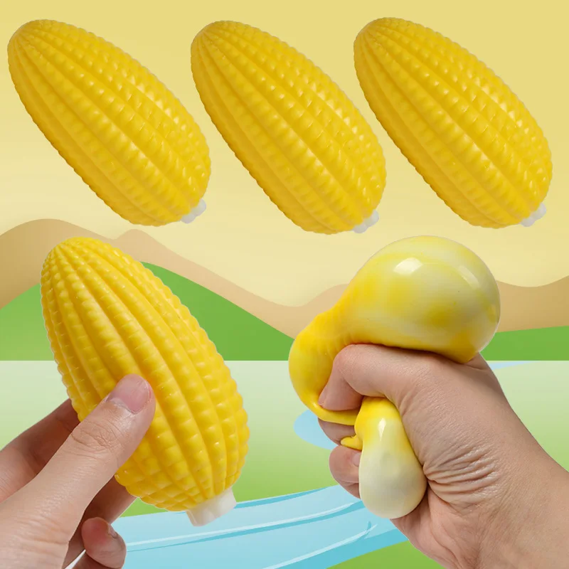 Simulation Vent Fruit Pinch Decompression Toy Soft Cute Vegetable Toy Corn Squeeze Stress Ball Finger Pinch Fidget Sensory Toy