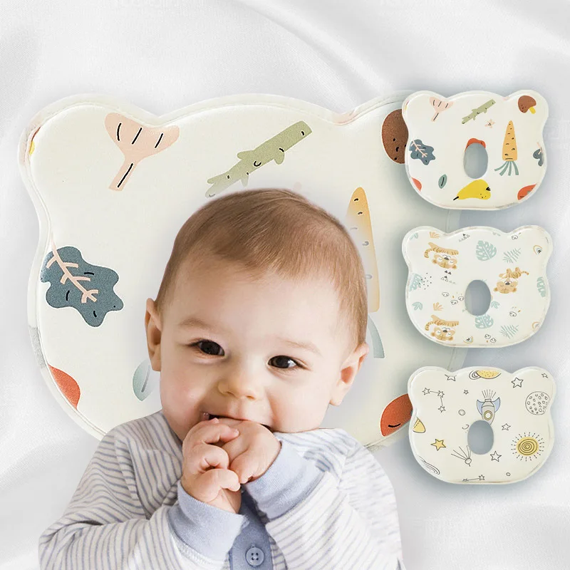Hot Selling 0-1 Year Old Memory Foam Baby Pillows 100% Organic Cotton Quilted Dot Pattern Newborn Sleeping Pillow