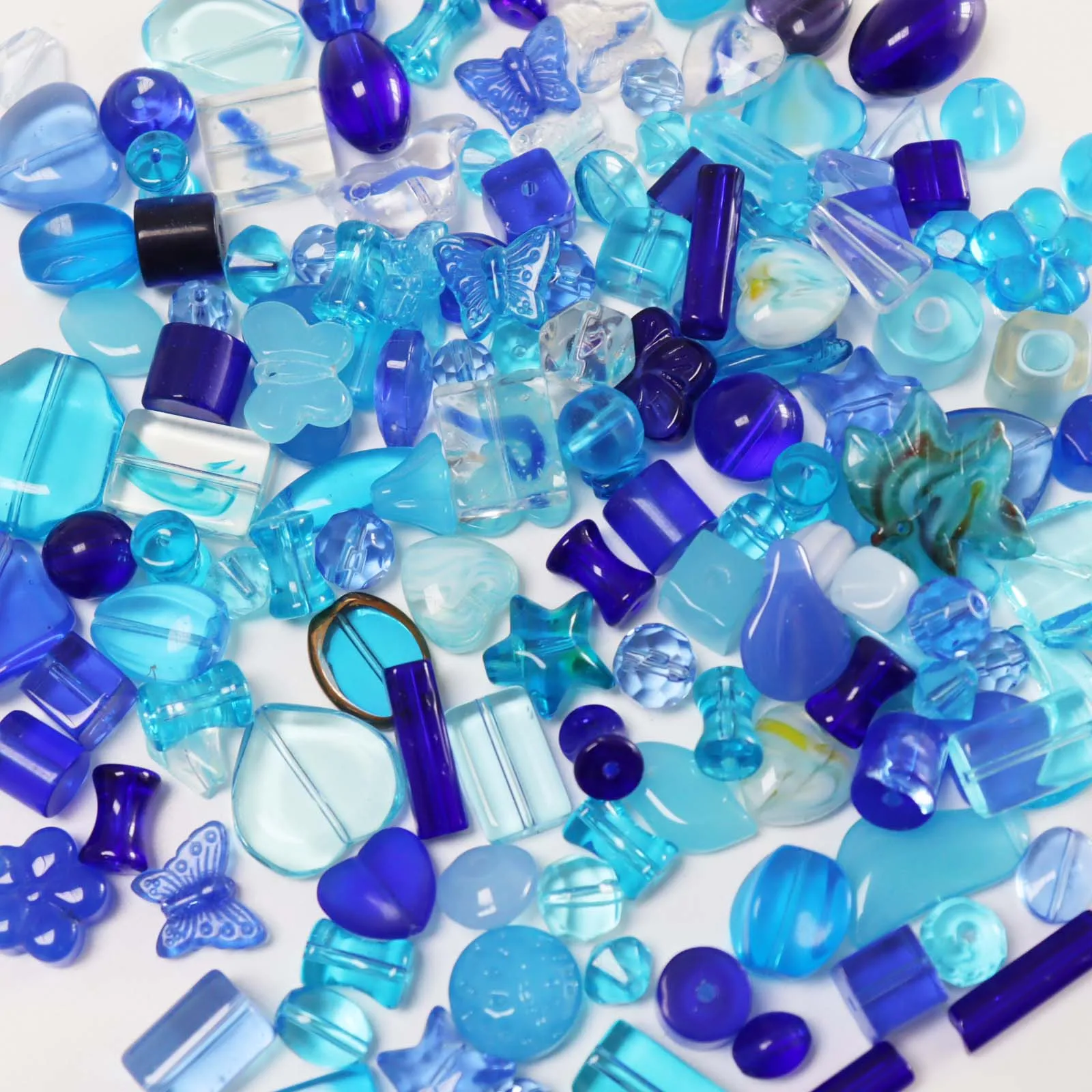 Mixed blue lampwork murano glass beads wholesale for kids jewelry making star heart round square beads