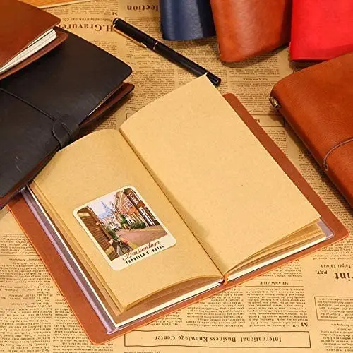 LABON 140 Page Vintage Notebook Anniversary Birthday Travel Journal Gifts Dad Leather Journal