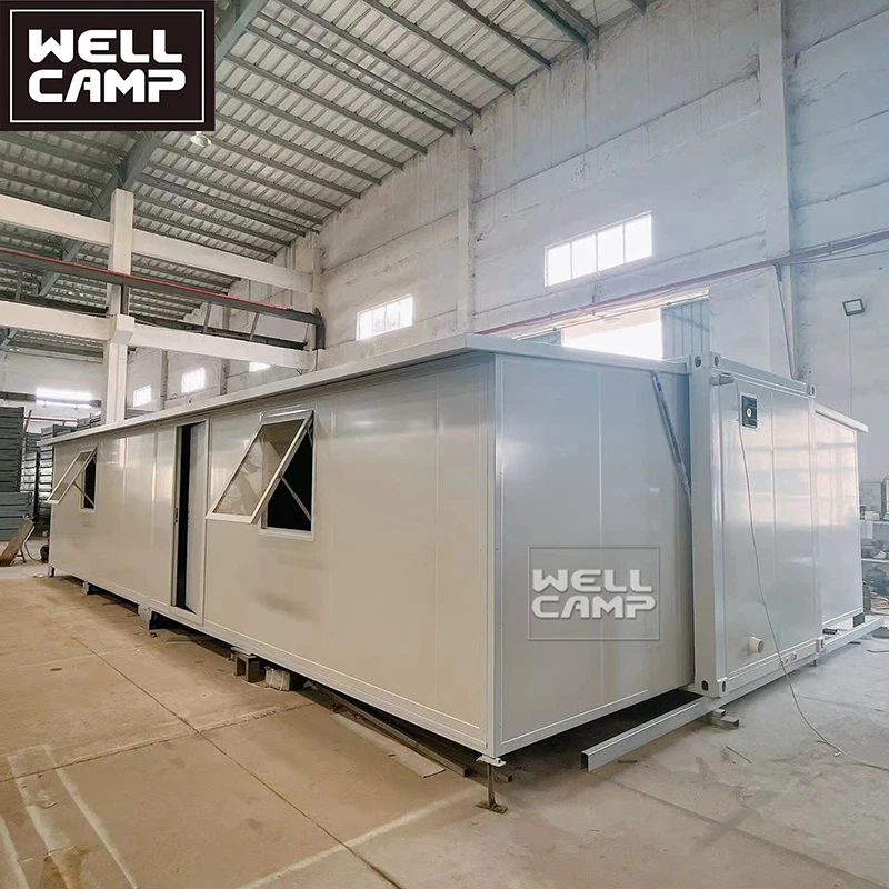 WELLCAMP 40ft expandable container house three rooms two bathrooms easy to install firm durable foldable prefab homes