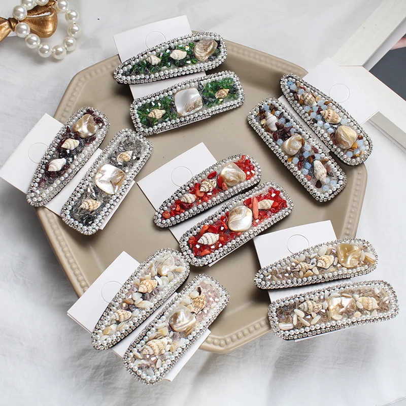 High Quality Vintage Fashion Crystal Rhinestone Pearl Hairgrips Elegant Velvet BB Hair Clips factory outlet For Girl Women